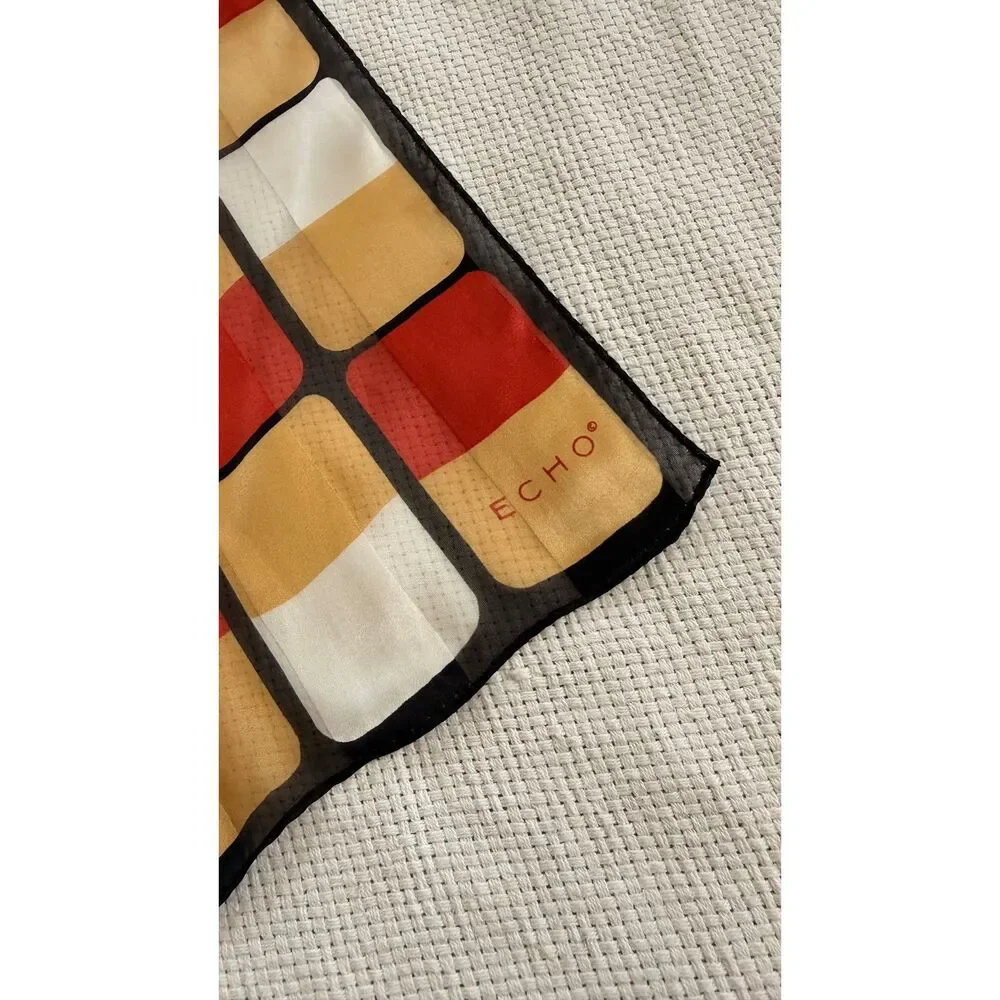 Echo Geometric Pattern Silk Scarf Purse Accessory Vintage Y2K